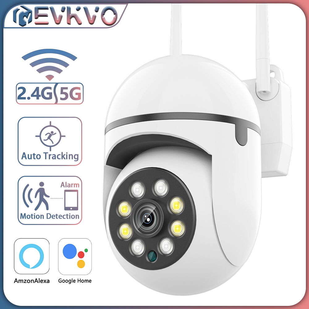 EVKVO With Alexa 5MP 5G WiFi IP Camera 5X Zoom Outdoor Surveillance Camera Color Night Vision Ai Human Detection Security CCTV Mini Camera