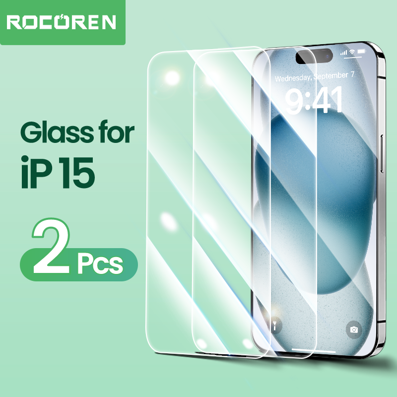 Rocoren 2Pcs Tempered Glass For iPhone 15 Pro Max Protector For iPhone 15 Plus Ultra 2023 Glass Tempered Film Screen Protector